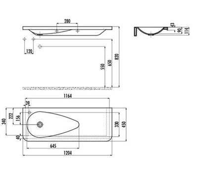 Creavit TP120 Damla Dolap Uyumlu Lavabo 120 cm Beyaz