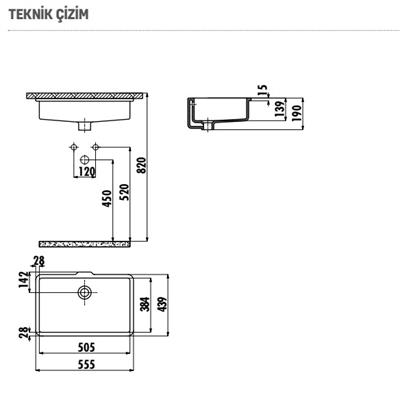CREAVİT TP738 Tezgahaltı Hilton Lavabo 38x51 cm