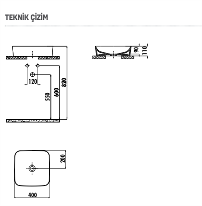 Creavit Ul040 Tezgah Üstü 40 Cm Ultra Çanak Lavabo Parlak Beyaz