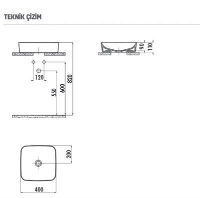 Creavit UL040 Ultra Kare Çanak Lavabo 40 cm Mat Beyaz