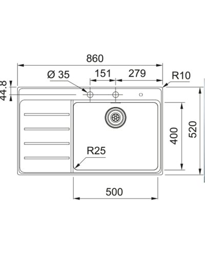 Franke Mythos MYX 211-86 TPL Sol Inox Çelik Evye