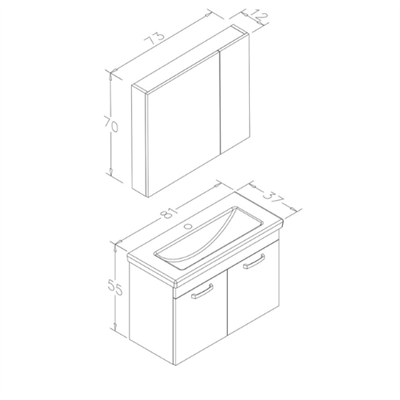 Orka Bafa 80 Cm Banyo Dolabı Takım  Beyaz