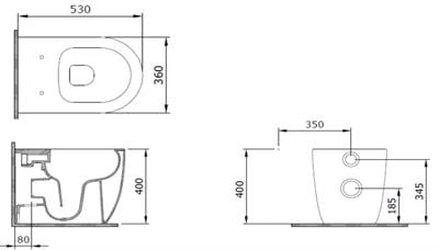 Bocchi 1528-001-0128 Venezia Rimless Tek Klozet ve Kapağı Parlak Beyaz 