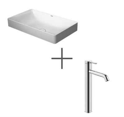 Duravit DuraSquare 60 cm Çanak Lavabo Ve C.1 Lavabo Bataryası, Large