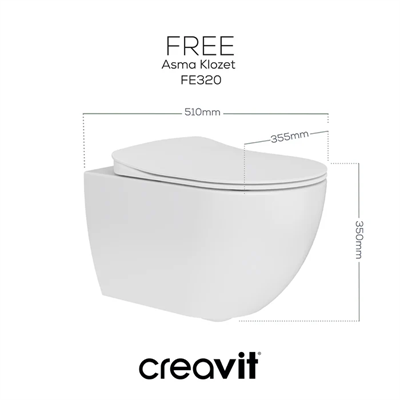 Creavit FE320 Free Asma Klozet Parlak Beyaz