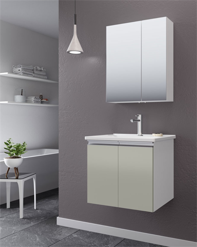 Orka Terme 80 CM Kapaklı Banyo Dolabı Takım Parlak Kaşmir