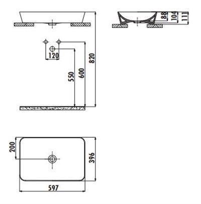 Creavit UL060.00BM Ultra 60 cm Tezgah üstü Lavabo-Basalt Mat (Lacivert)