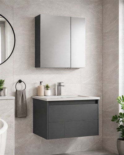Orka Likya 65 CM Banyo Dolabı Takımı Mat Antrasit