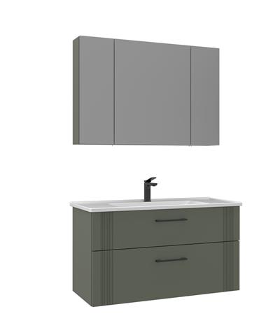 Orka Bari 100 cm Banyo Dolabı Takımı Mat Yeşil