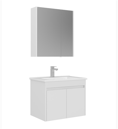 Orka Arno Kapaklı 65 cm Banyo Dolabı Takımı Parlak Beyaz Armatür Hediyeli