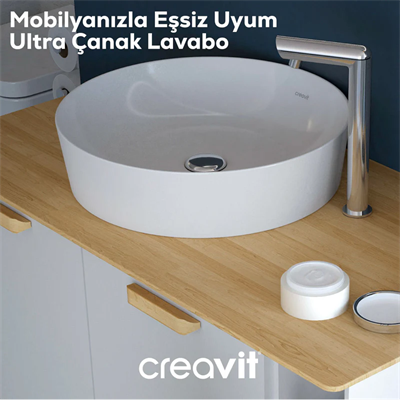 Creavit UL145 Ultra Kare Çanak Lavabo 45 Cm Parlak Beyaz