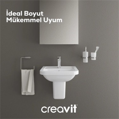 Creavit KY050 Key Yarım Ayak Köşeli Lavabo 40*50 cm