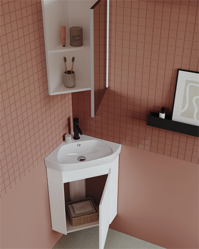 Orka Zag 45 CM Köşe Banyo Dolabı Takım Mat Beyaz 