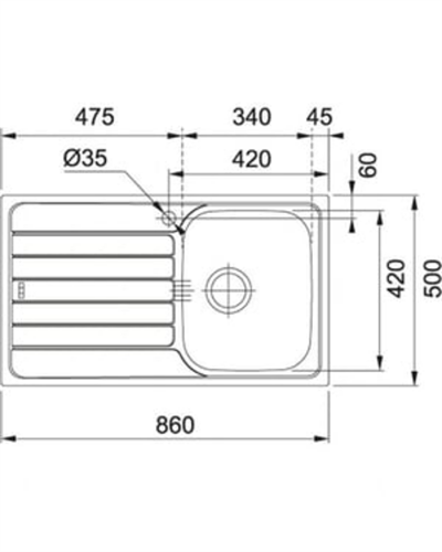 Franke Spark SKX 611 Sol Inox Evye