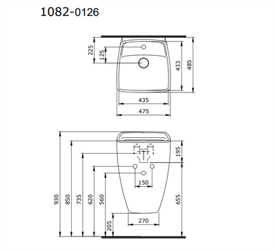 Bocchi Firenze Asma Monoblok Lavabo Parlak Siyah 1082-005-0126