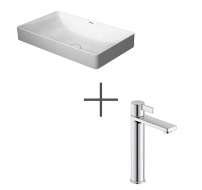 Duravit DuraSquare 60 cm Çanak Lavabo Ve D-Neo Lavabo Bataryası, Large