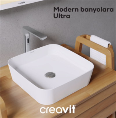 Creavit UL040 Ultra Kare Çanak Lavabo 40 cm Mat Beyaz