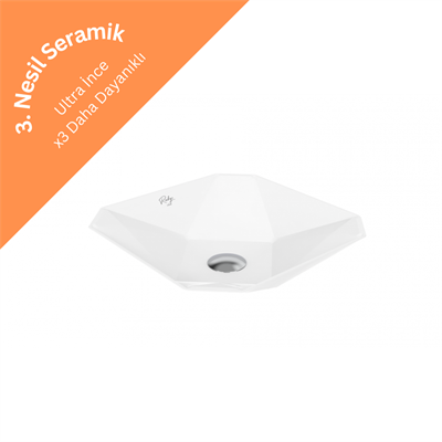 RB040 Ruby Tezgah Üzeri Lavabo 40x40 cm  İnci Mat Beyaz