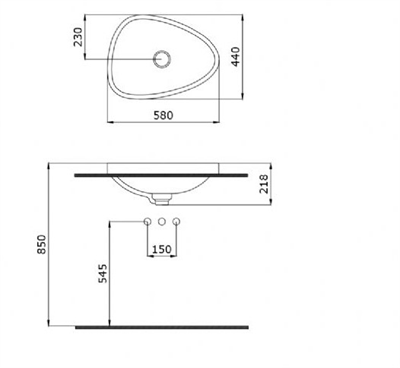 Bocchi 1112-029-0125 Etna Tezgahüstü Lavabo Mat Buz Mavisi 58 cm