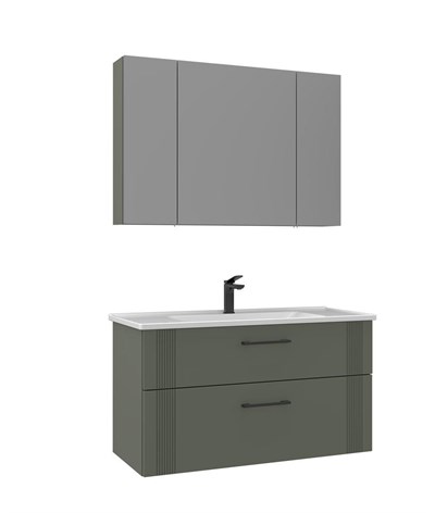 Orka Bari 100 cm Banyo Dolabı Takımı Mat Yeşil