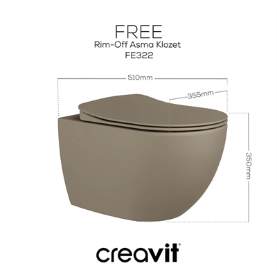 CREAVİT FE322 Free Rim-off Kanalsız Asma Klozet Cappucino Mat