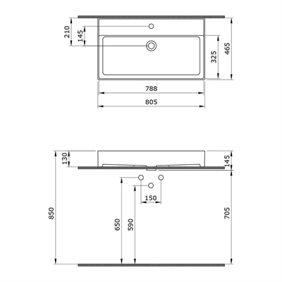 Bocchi Milano Lavabo 100 cm Mat Siyah 1378-004-0126
