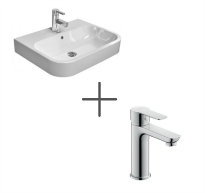 Duravit HappyD.2 60 cm Lavabo Ve A.1 Lavabo bataryası, Medium