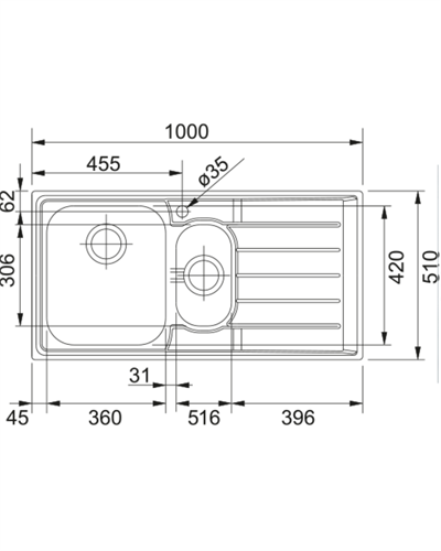 Franke Neptun NEX 651 Sağ Çelik Evye 