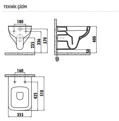CREAVİT BN320 Asma Klozet ve Creavit Metal Menteşe Klozet Kapağı