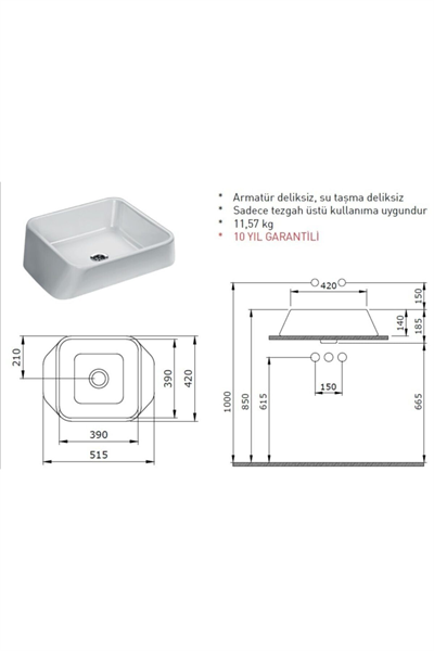 Firenze Çanak Lavabo Mat Beyaz 1005-002-0125