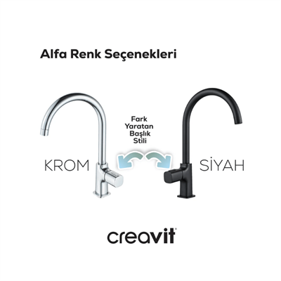 Creavit AL8500S Alfa Mutfak Bataryası Mat Siyah