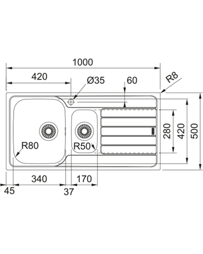 Franke Spark SKX 651 Sağ Inox Evye