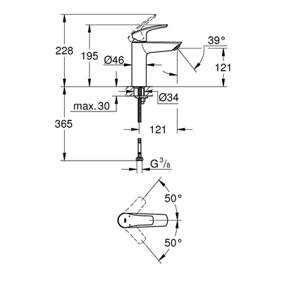 Eurosmart Tek Kumandalı Lavabo Bataryası M-Boyut-23324003