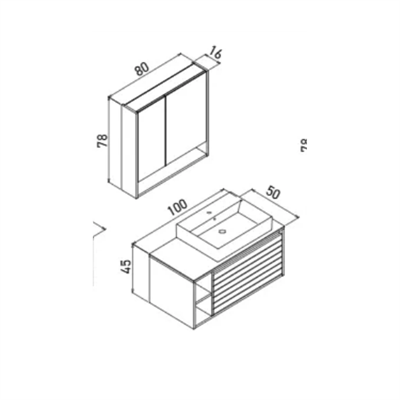 Orka Prato 100 cm Banyo Dolabı Takımı Navaro Koyu Meşe Antrasit