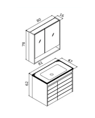 Orka Ricato 80 CM Banyo Dolabı Takım Morgana Kiraz