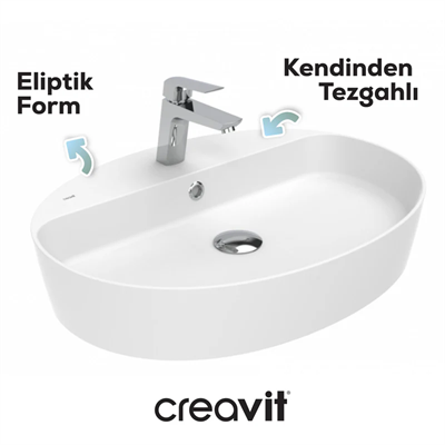 CREAVİT LP171 Loop Oval Çanak Lavabo 45x70 cm