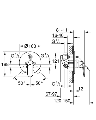 Grohe 32879000 Ankastre Banyo Bat. 2 Çıkışlı İç Valfi Dahil Krom