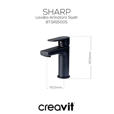 Creavit Sh630SM Sharp 3lü Duş Seti Takımı Mat Siyah