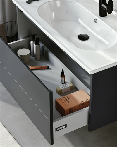 Orka Likya 80 CM Banyo Dolabı Takımı Mat Antrasit