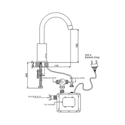NEWARC TEKNO FOTOSELLİ MİNART FOTOSELLİ LAVABO BATARYASI