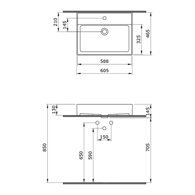 Bocchi Milano Lavabo 60 cm Mat Siyah 1376-004-0126