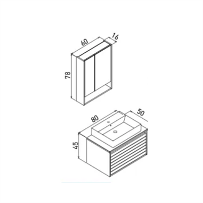 Orka Prato 80 Cm Banyo Dolabı Takımı Legnano Açık Meşe Antrasit