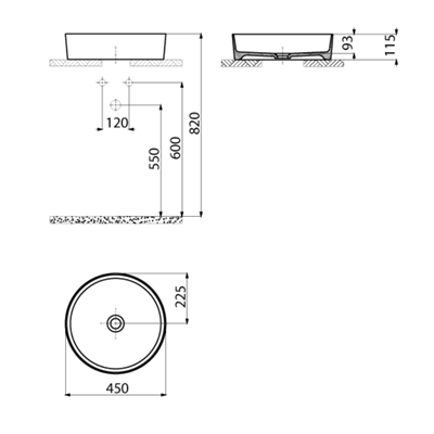 Creavit LP145-00KK Loop Yuvarlak Çanak Lavabo 45 cm Kömür Karası