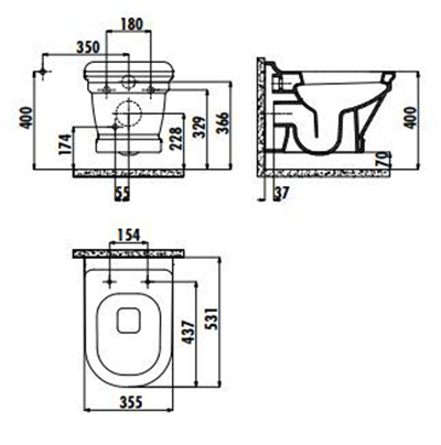 CREAVİT AN320 Antik Asma Klozet Beyaz