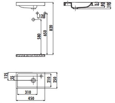 Creavit TP025 Elmas Tezgah Üstü Lavabo 25X45 cm Beyaz