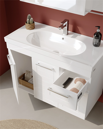 Orka Perge 100 Cm Beyaz Banyo Dolabı Takımı