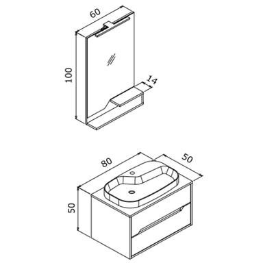 Orka Galia 80 CM Banyo Dolabı Takım Legnano-Açık Meşe