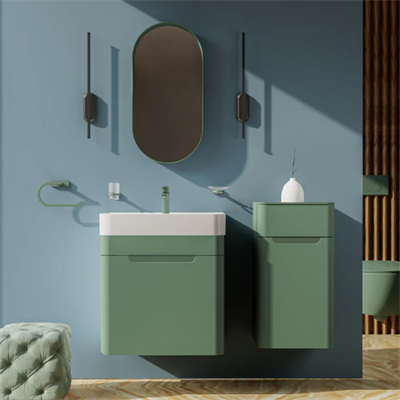 Creavit CO0060.42 Colorit Çekmeceli Lavabo Dolabı 60 cm Ve Oval Ayna  Nil Yeşili