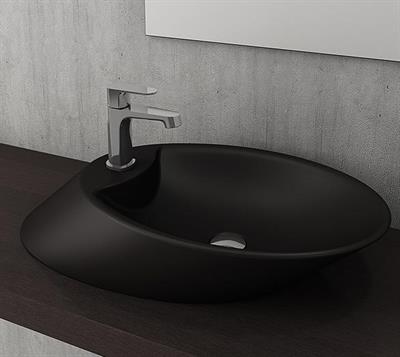 Bocchi 1021-004-0126 Vessel Batarya Banklı Çanak Lavabo 72 cm Mat Siyah