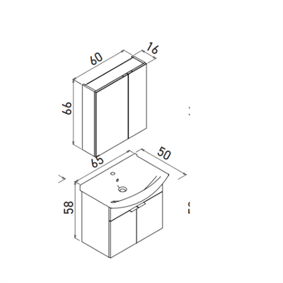 Orka Purus 65 cm Asma Takım antrasit